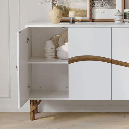 1600mm White & Walnut Sideboard Cabinet - Homary