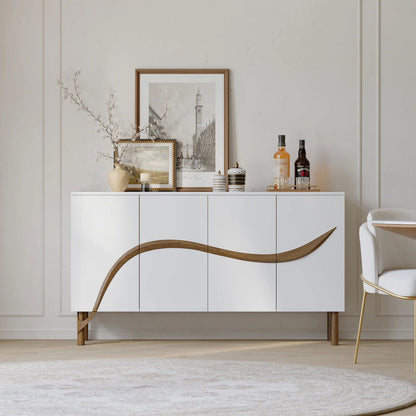 1600mm White & Walnut Sideboard Cabinet - Homary