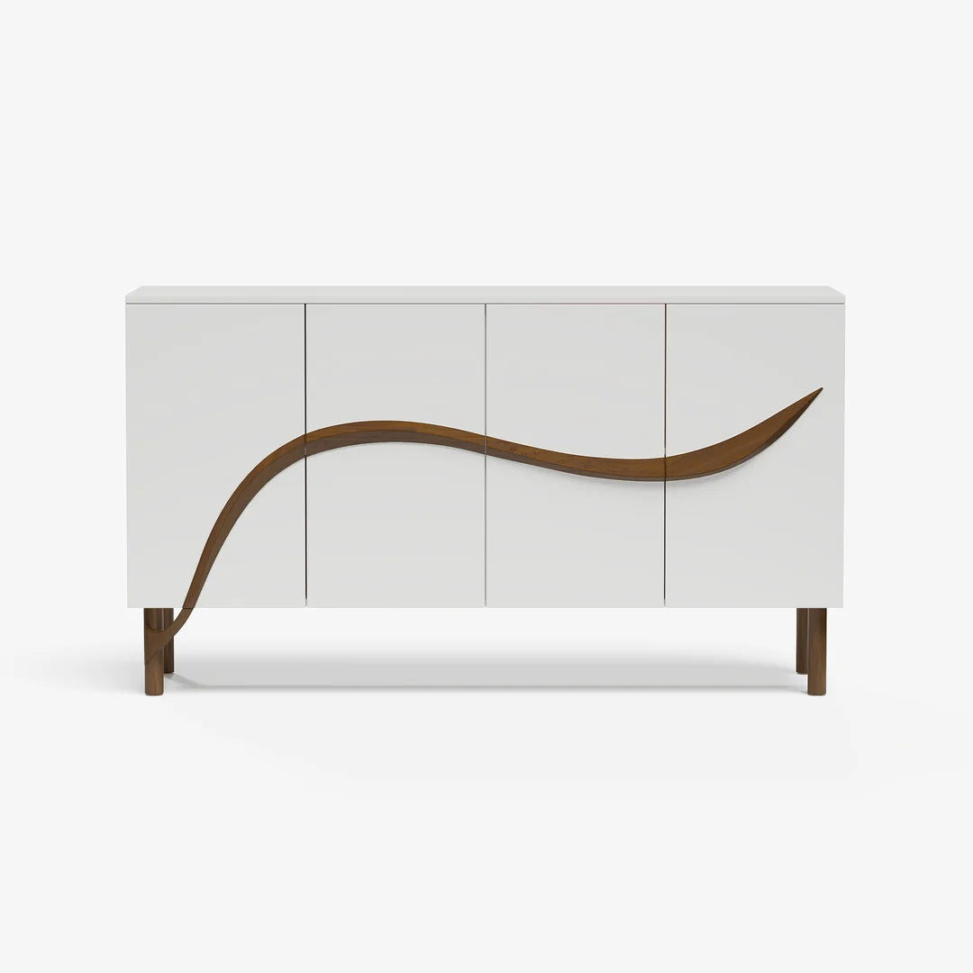 1600mm White & Walnut Sideboard Cabinet - Homary