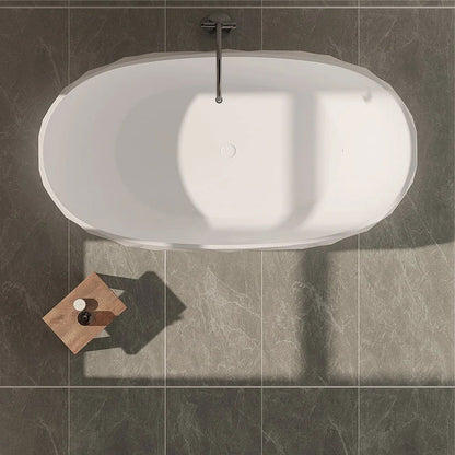 1640mm Diamond-Cut Freestanding Soaking Solid Surface Bathtub Bathtub - 
