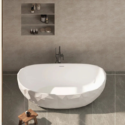 1640mm Diamond-Cut Freestanding Soaking Solid Surface Bathtub Bathtub - 