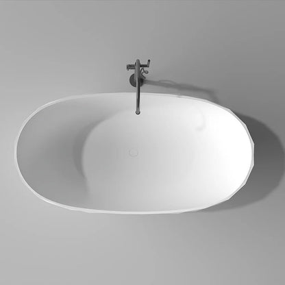 1640mm Diamond-Cut Freestanding Soaking Solid Surface Bathtub Bathtub - 