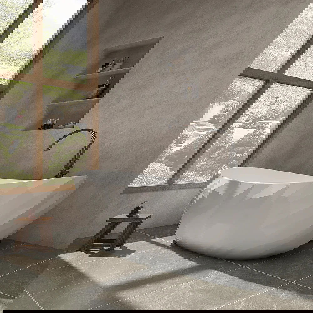 1640mm Diamond-Cut Freestanding Soaking Solid Surface Bathtub Bathtub - Homary