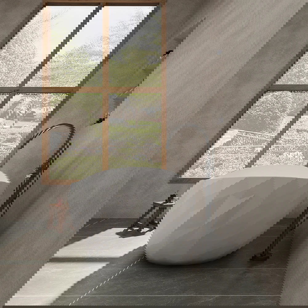 1640mm Diamond-Cut Freestanding Soaking Solid Surface Bathtub Bathtub - Homary