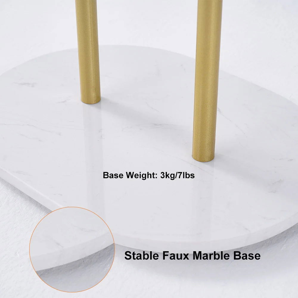 1700mm Gold Standing Coat Stand with 7 Hooks Faux Marble Base Hallway Clothing Stand - 