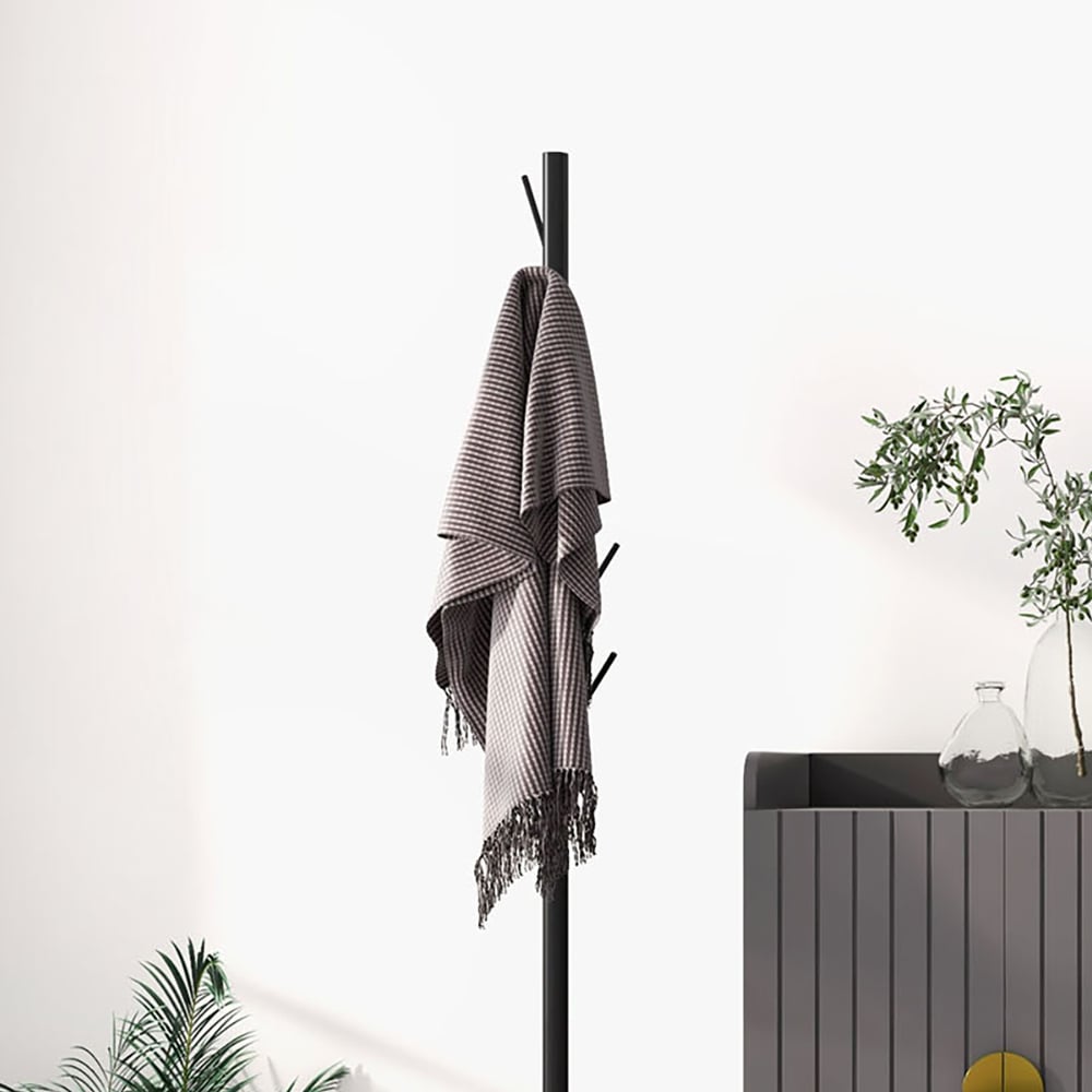 1700mm Hallway Metal Coat Stand with Umbrella Stand Base-Black - 