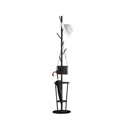 1700mm Hallway Metal Coat Stand with Umbrella Stand Base-Black - 