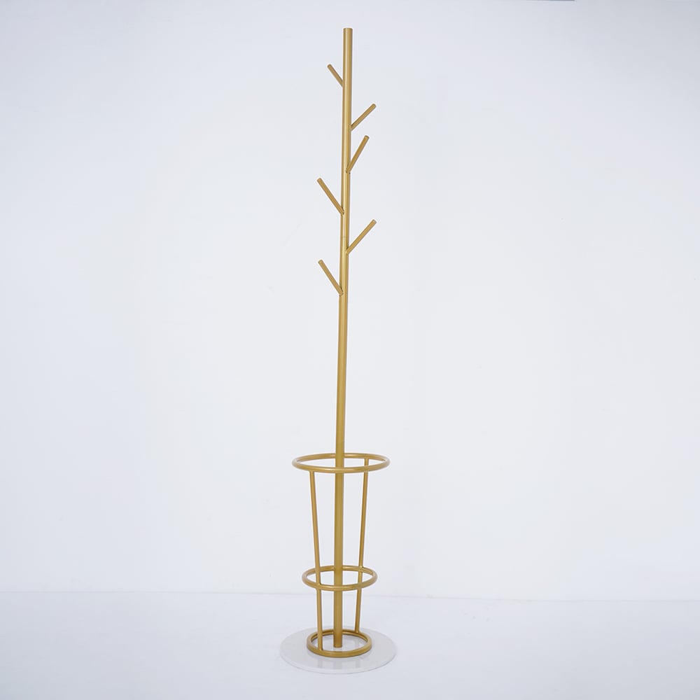 1700mm Hallway Metal Coat Stand with Umbrella Stand Base-Gold - 