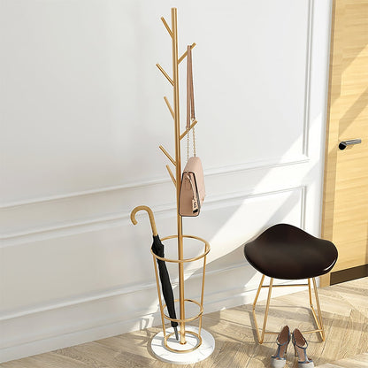1700mm Hallway Metal Coat Stand with Umbrella Stand Base-Gold - Homary