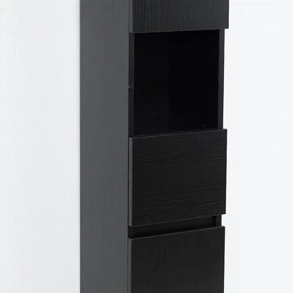 Modern Bathroom Cabinet with Drawers Wall Mounted Bathroom Cabinet with Doors with Shelf- Black