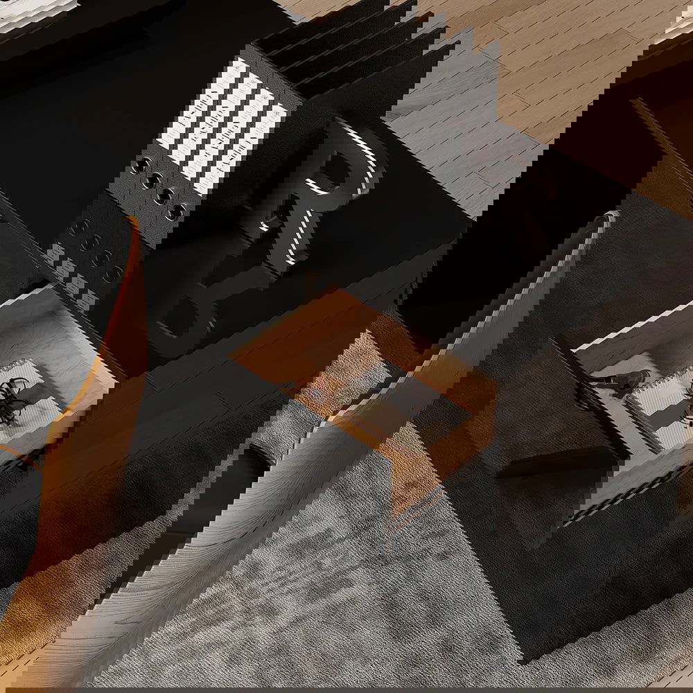 1800mm Black L-Shape Executive Desk Modern Drawers & Cabinet Large Desk Right Hand - 