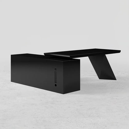 1800mm Black L-Shape Executive Desk Modern Drawers & Cabinet Large Desk Right Hand - 