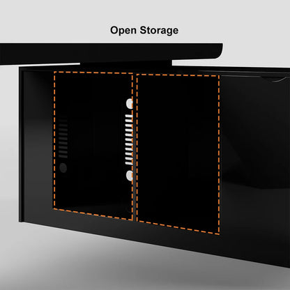 1800mm Black L-Shape Executive Desk Modern Drawers & Cabinet Large Desk Right Hand - 