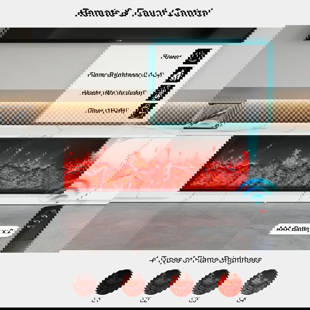 1800mm Electric Fireplace Wood Storage TV Stand with Remote Control for TVs Up to 1780mm - 