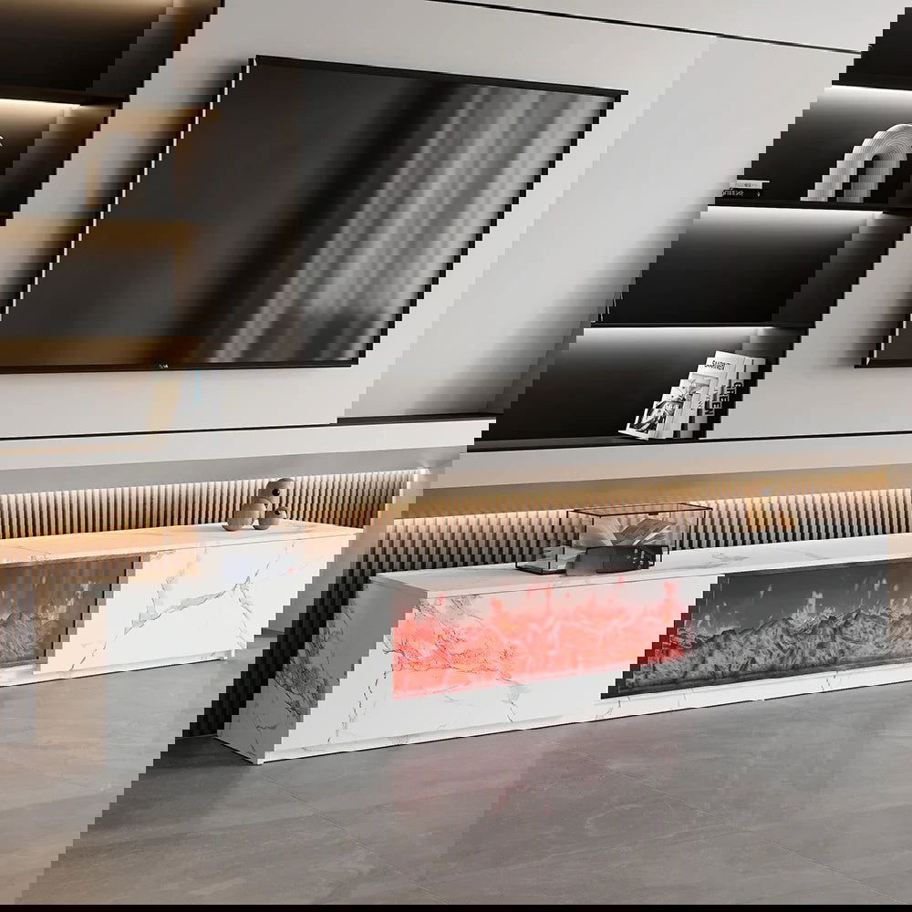 1800mm Electric Fireplace Wood Storage TV Stand with Remote Control for TVs Up to 1780mm - 