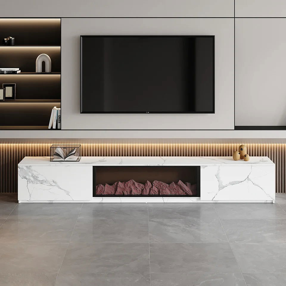 1800mm Electric Fireplace Wood Storage TV Stand with Remote Control for TVs Up to 1780mm - Approved By Design