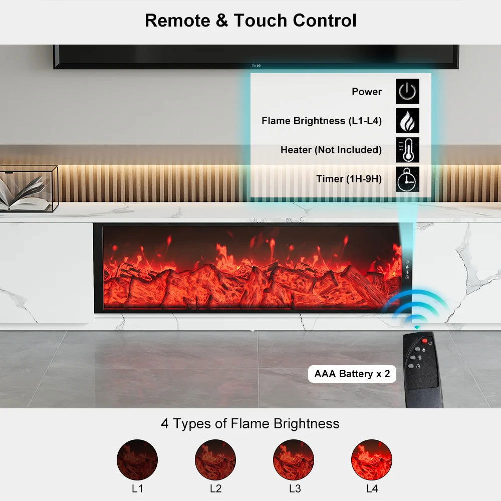 1800mm Electric Fireplace Wood Storage TV Stand with Remote Control for TVs Up to 1780mm - Approved By Design