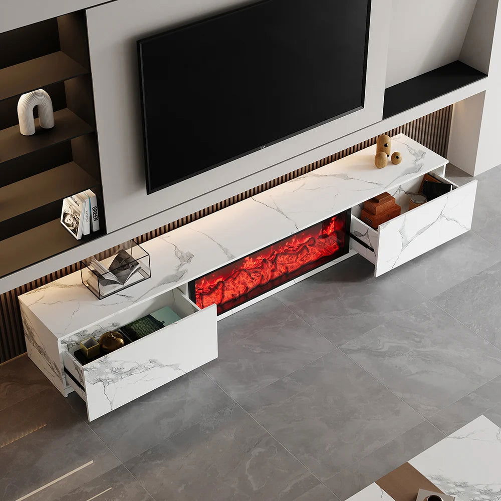 1800mm Electric Fireplace Wood Storage TV Stand with Remote Control for TVs Up to 1780mm - Approved By Design