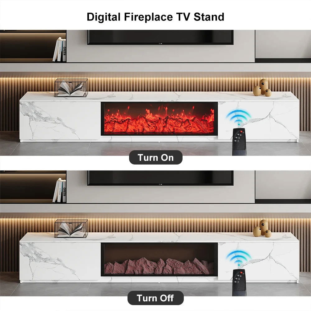 1800mm Electric Fireplace Wood Storage TV Stand with Remote Control for TVs Up to 1780mm - Approved By Design