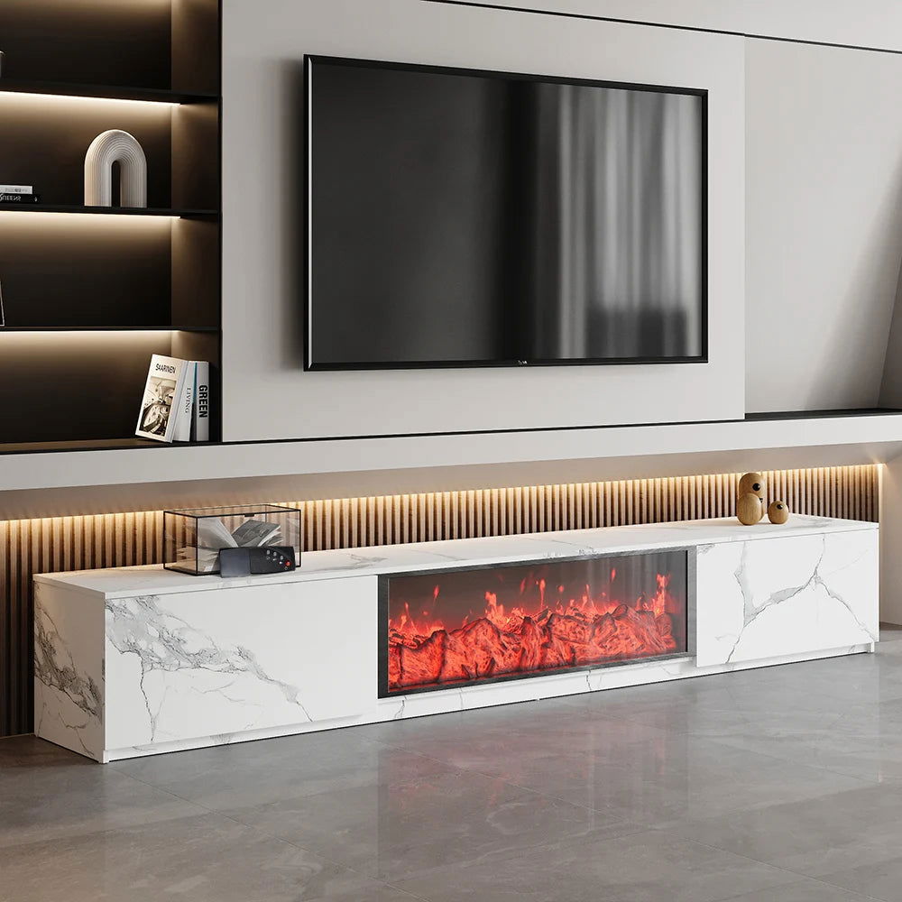 1800mm Electric Fireplace Wood Storage TV Stand with Remote Control for TVs Up to 1780mm - Approved By Design