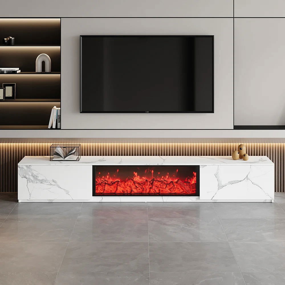 1800mm Electric Fireplace Wood Storage TV Stand with Remote Control for TVs Up to 1780mm - Approved By Design
