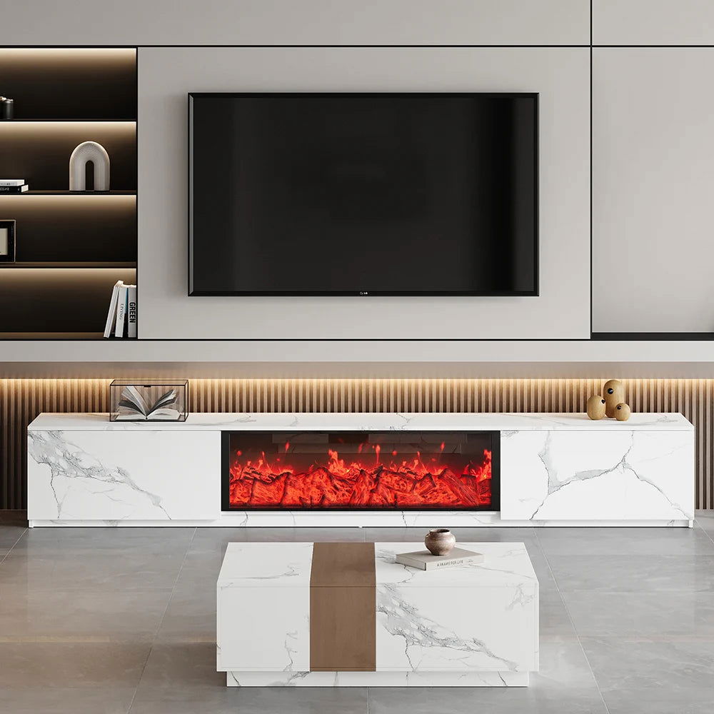 1800mm Electric Fireplace Wood Storage TV Stand with Remote Control for TVs Up to 1780mm - Approved By Design
