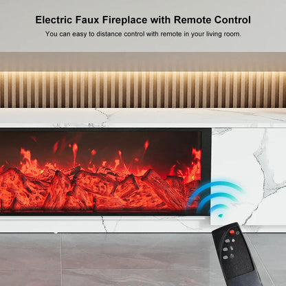 1800mm Electric Fireplace Wood Storage TV Stand with Remote Control for TVs Up to 1780mm - Homary