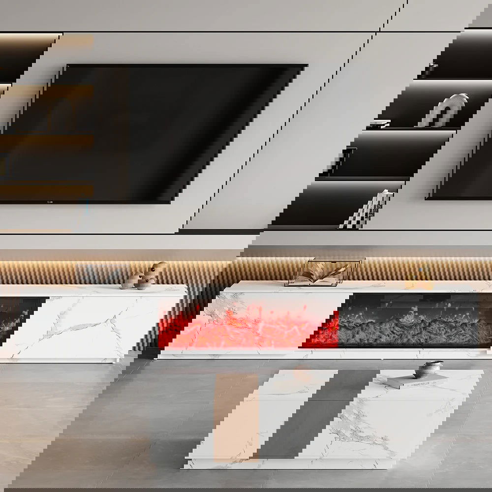 1800mm Electric Fireplace Wood Storage TV Stand with Remote Control for TVs Up to 1780mm - Homary