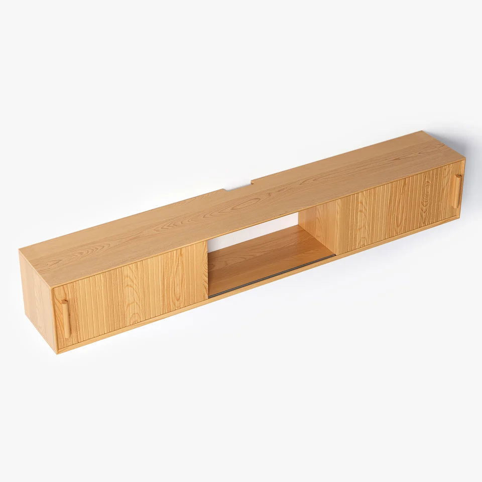 1800mm Floating Wood Fluted TV Stand with Storage - Approved By Design