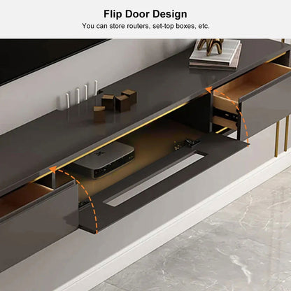 1800mm Grey Smooth TV Stand Postmodern Minimalist Floating Media Console with Storage - Approved By Design