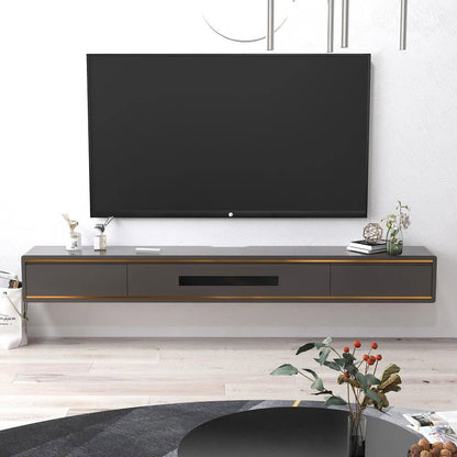 1800mm Grey Smooth TV Stand Postmodern Minimalist Floating Media Console with Storage - Approved By Design