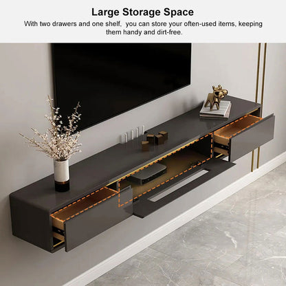 1800mm Grey Smooth TV Stand Postmodern Minimalist Floating Media Console with Storage - Approved By Design