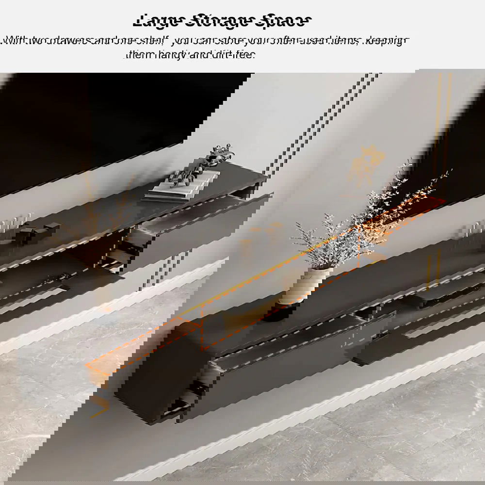 1800mm Grey Smooth TV Stand Postmodern Minimalist Floating Media Console with Storage - Approved By Design