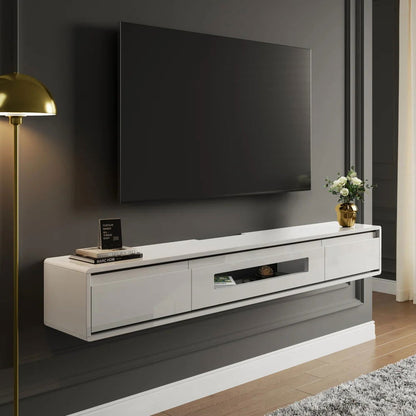 1800mm Grey Smooth TV Stand Postmodern Minimalist Floating Media Console with Storage - Approved By Design