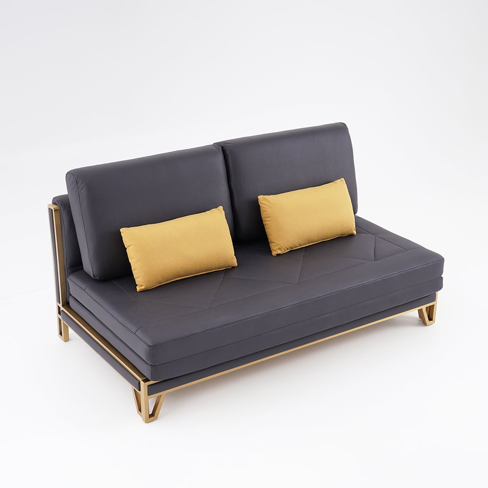 1800mm Modern Black Convertible Sofa Bed Tufted Leath-Aire Upholstery - 