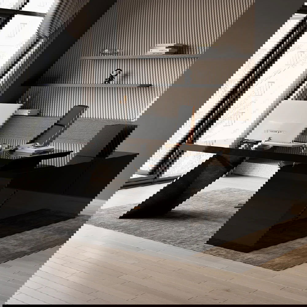 1800mm Modern Black L-Shape Executive Desk Drawers & Cabinet Large Office Desk Left Hand - 