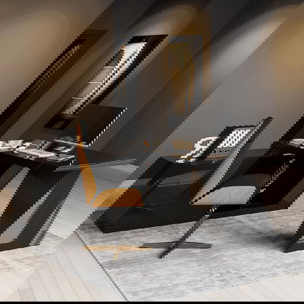 1800mm Modern Black L-Shape Executive Desk Drawers & Cabinet Large Office Desk Left Hand - 