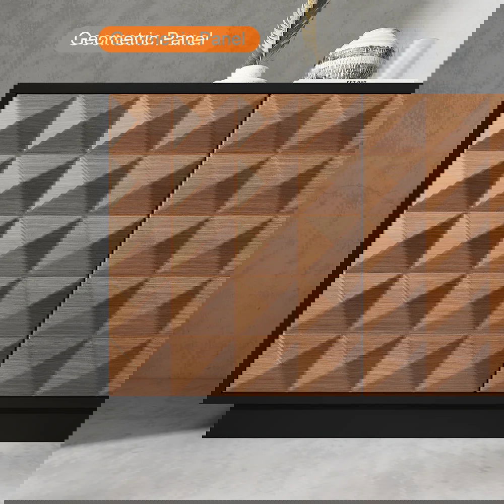 1800mm Modern Black & Natural Tall TV Stand with Storage - 