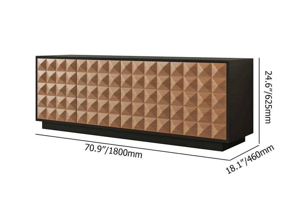 1800mm Modern Black & Natural Tall TV Stand with Storage - Homary