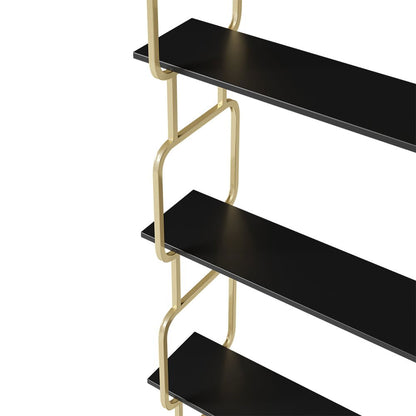 1800mm Modern Freestanding Etagere Bookshelf in Gold & White Bookshelf with Rich Storage - 