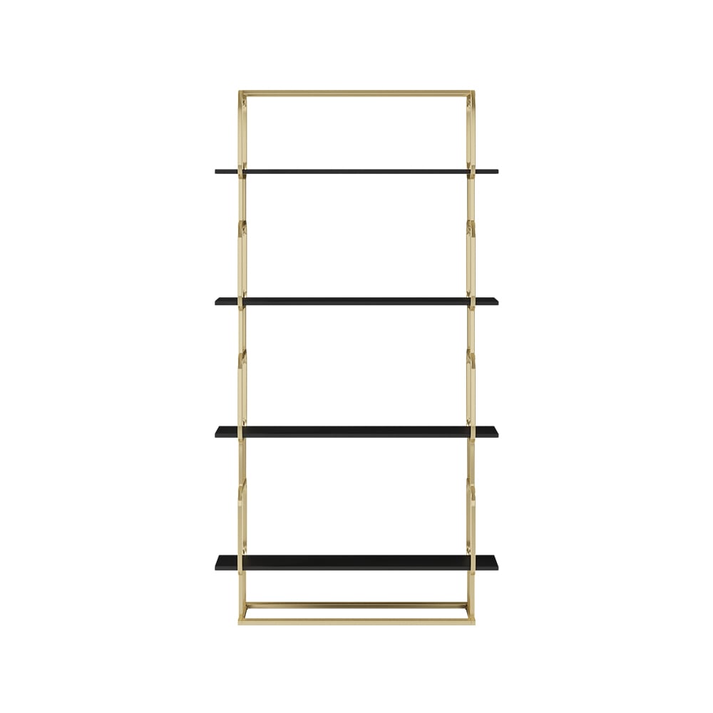 1800mm Modern Freestanding Etagere Bookshelf in Gold & White Bookshelf with Rich Storage - 