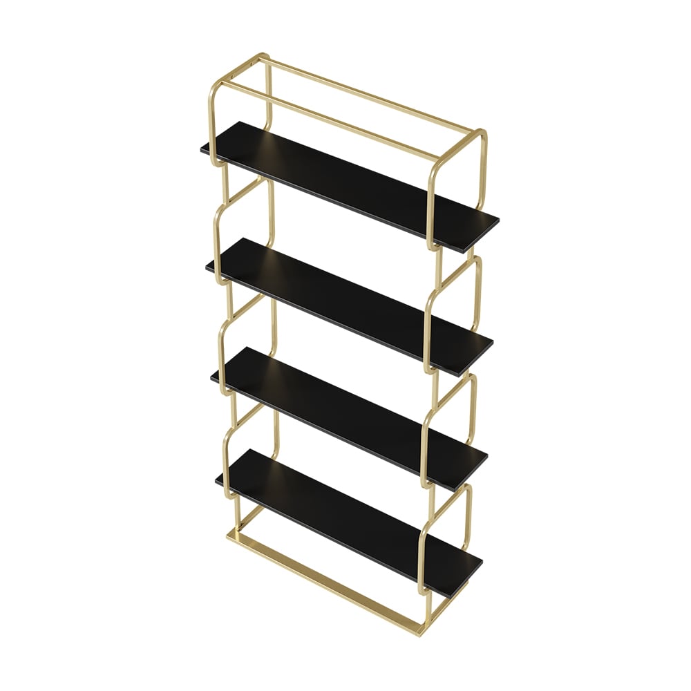 1800mm Modern Freestanding Etagere Bookshelf in Gold & White Bookshelf with Rich Storage - 