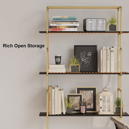 1800mm Modern Freestanding Etagere Bookshelf in Gold & White Bookshelf with Rich Storage - 