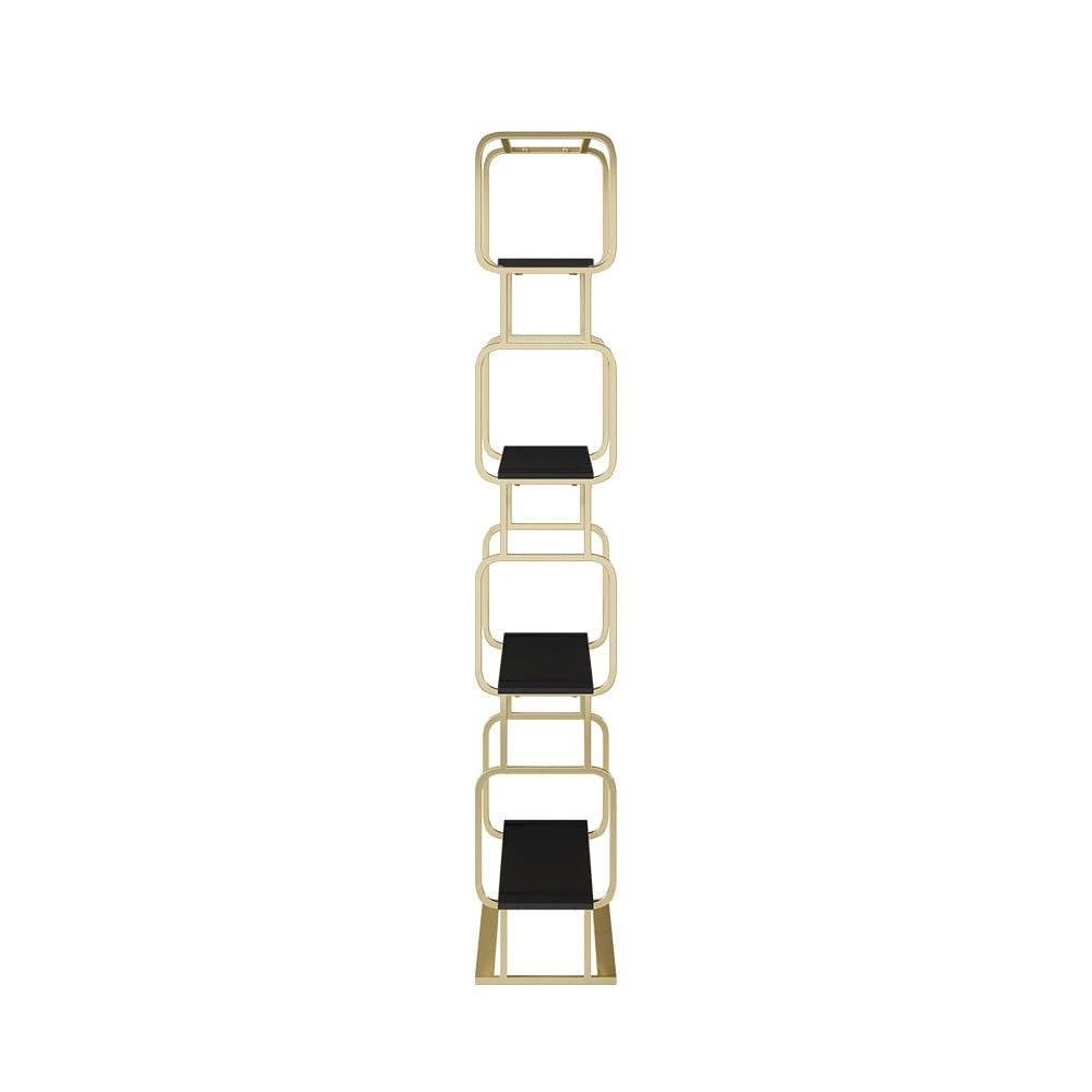 1800mm Modern Freestanding Etagere Bookshelf in Gold & White Bookshelf with Rich Storage - 