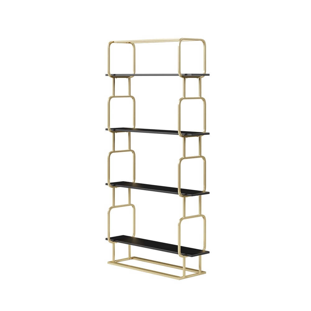 1800mm Modern Freestanding Etagere Bookshelf in Gold & White Bookshelf with Rich Storage - 