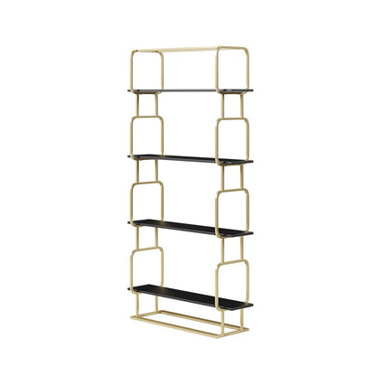 1800mm Modern Freestanding Etagere Bookshelf in Gold & White Bookshelf with Rich Storage - 