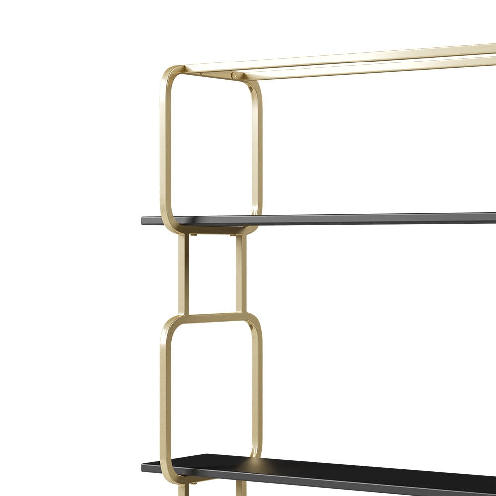 1800mm Modern Freestanding Etagere Bookshelf in Gold & White Bookshelf with Rich Storage - 