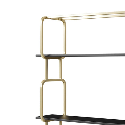 1800mm Modern Freestanding Etagere Bookshelf in Gold & White Bookshelf with Rich Storage - 