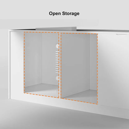 1800mm Modern White L-Shape Executive Desk Drawers & Cabinet Home Office Desk Right Hand - 