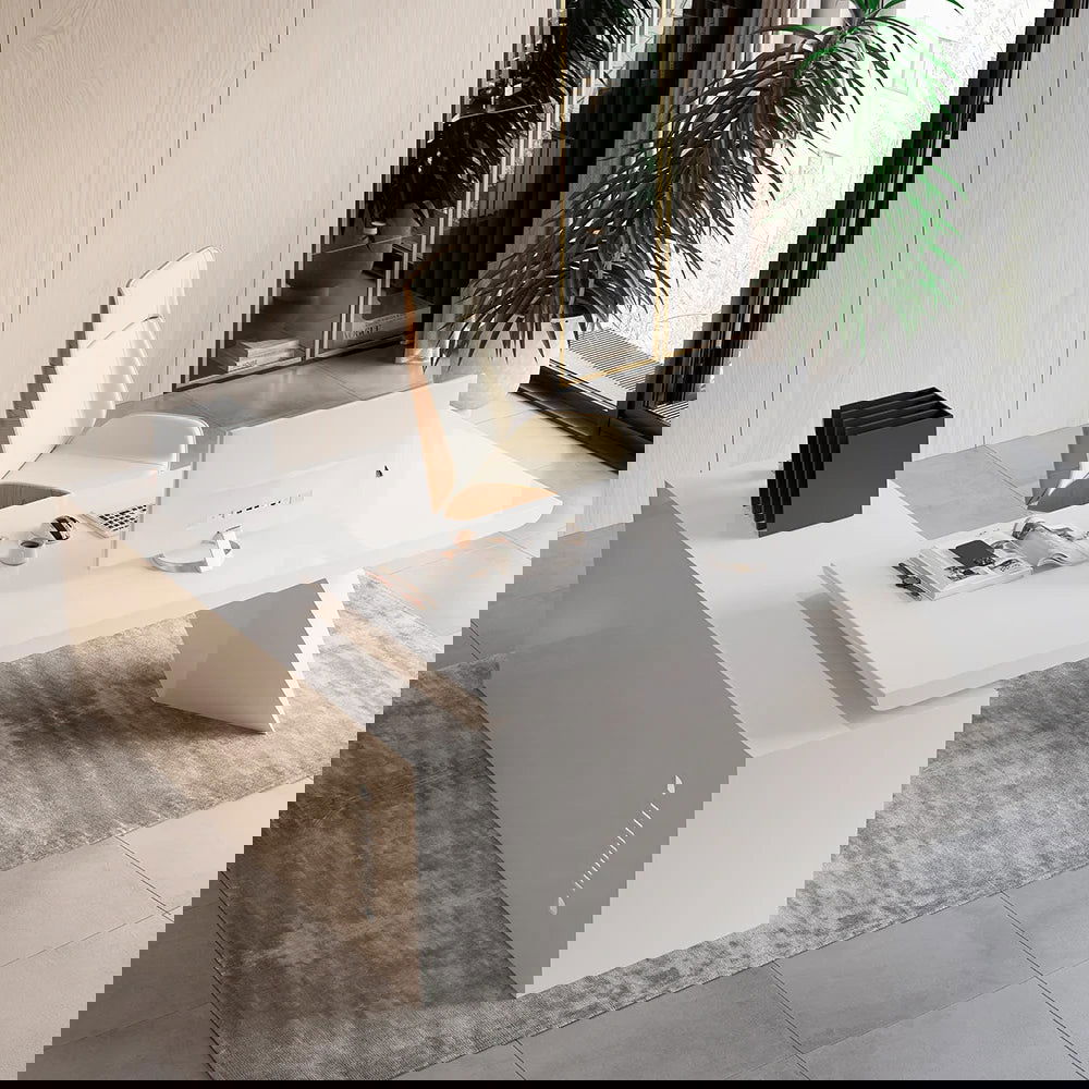 1800mm Modern White L-Shape Executive Desk Drawers & Cabinet Home Office Desk Right Hand - 